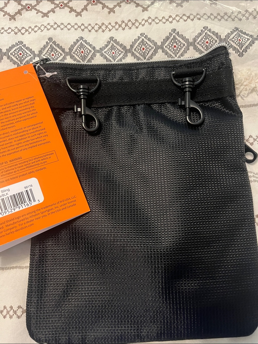 Harley-Davidson Black Triple Zip Belt Bag with White Logo - Picture 5 of 7